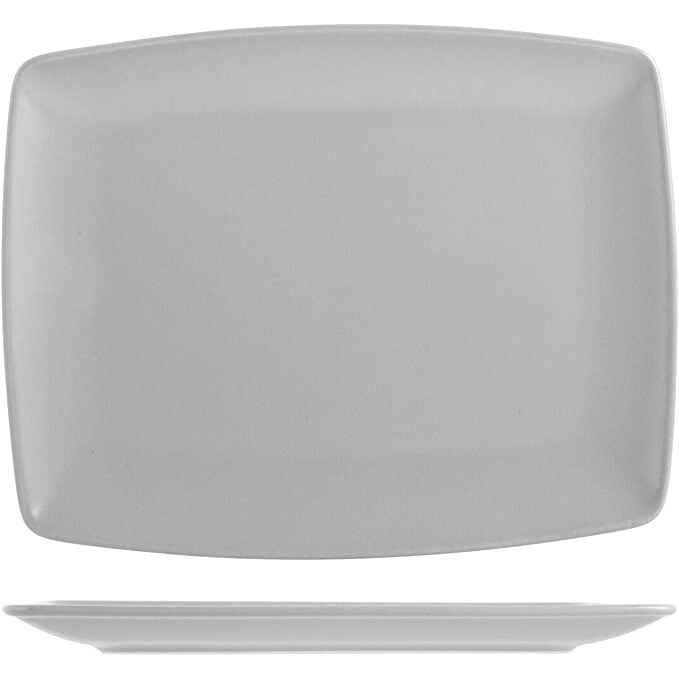H&H Set 6 Piatti Rettangolari in Stoneware Boston Grigio 25x15cm