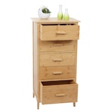 thumbnail of Bamboe ladekast HWC-M24, badkamermeubel kast dressoir badkamermeubel plank, 5 laden, 100x50x40cm