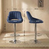 thumbnail of Banco alto Milet Veludo azul/cromo