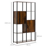 thumbnail of HOMCOM Libreria Moderna Stile Industriale con 4 Ripiani e 2 Armadietti, Scaffale in Metallo e Legno per Casa e Ufficio, 90x30x159.5cm, Nero e Marrone