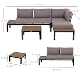 thumbnail of Loungeset Aluminium Grau 3-teilig mit Sofa, Chaiselongue und Beistelltisch