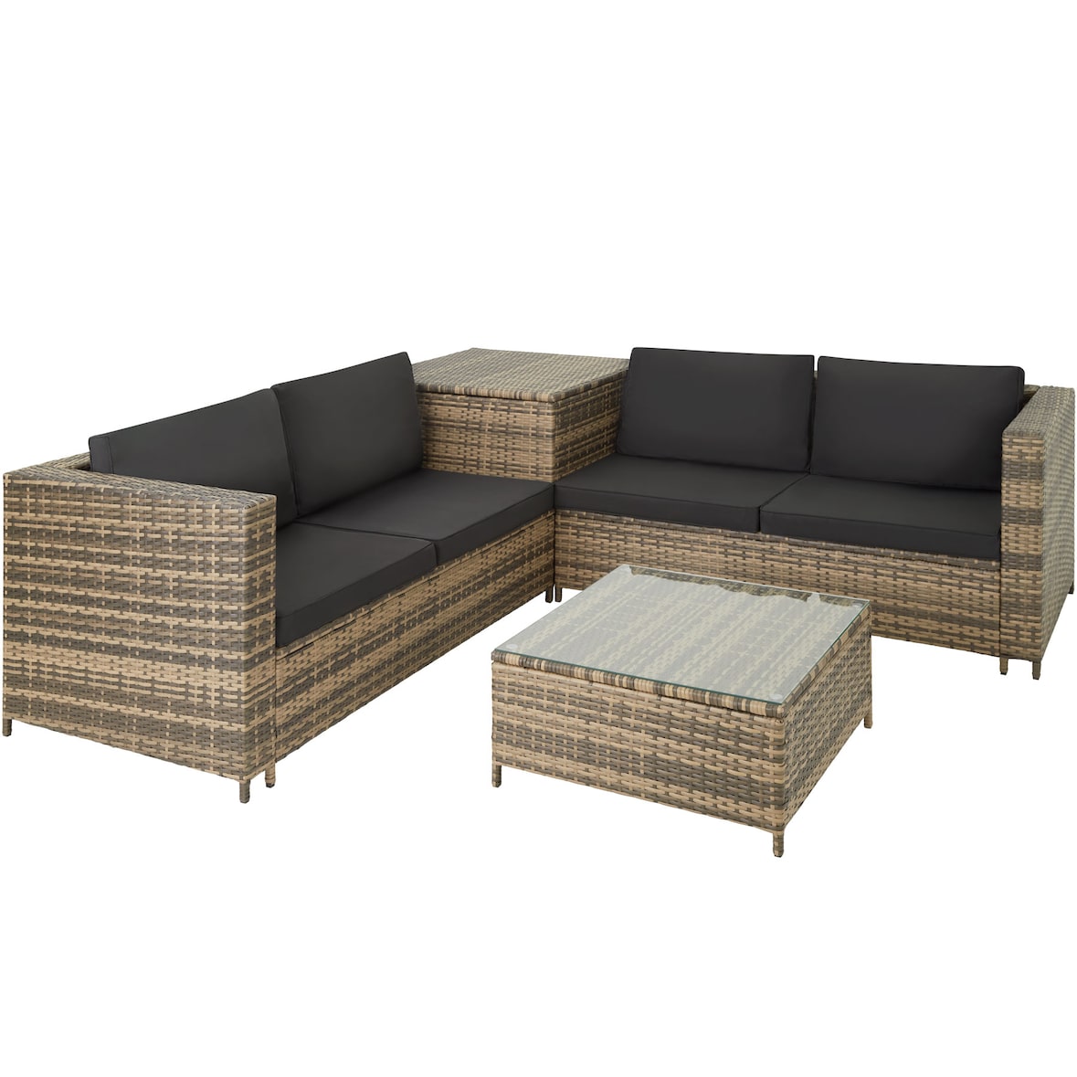 tectake Conjunto de rattan Siena  Natural/Cinzento Escuro
