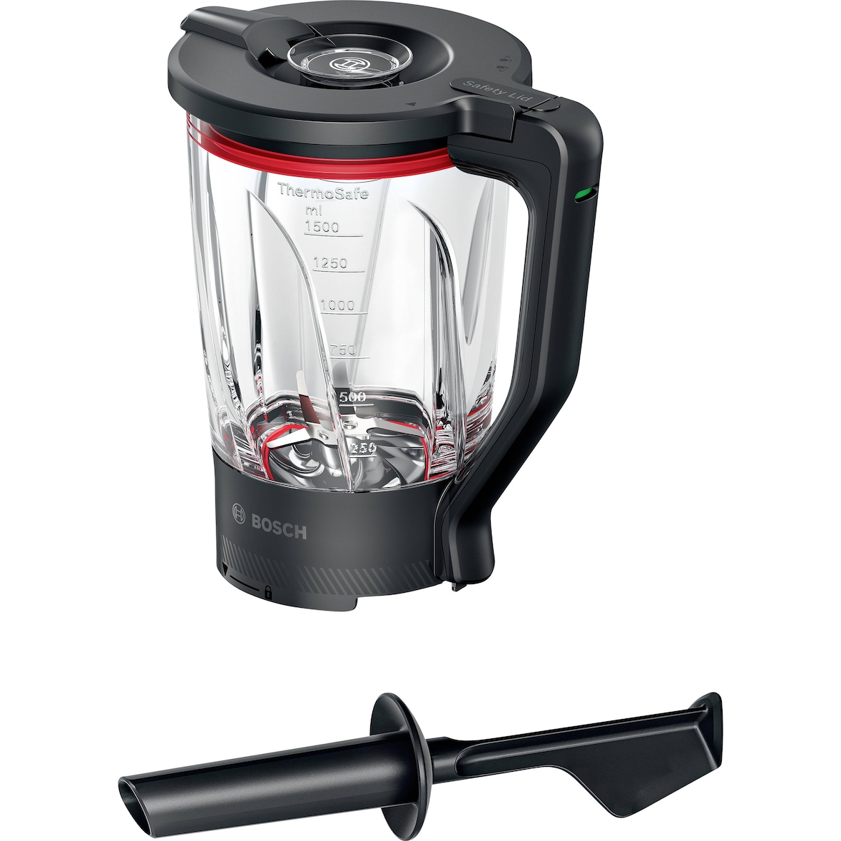 Bosch ThermoSafe Glasmixer für Bosch Küchenmaschine Serie 6 Mixer-Aufsatz Schwarz, Transpare MUZS6MX