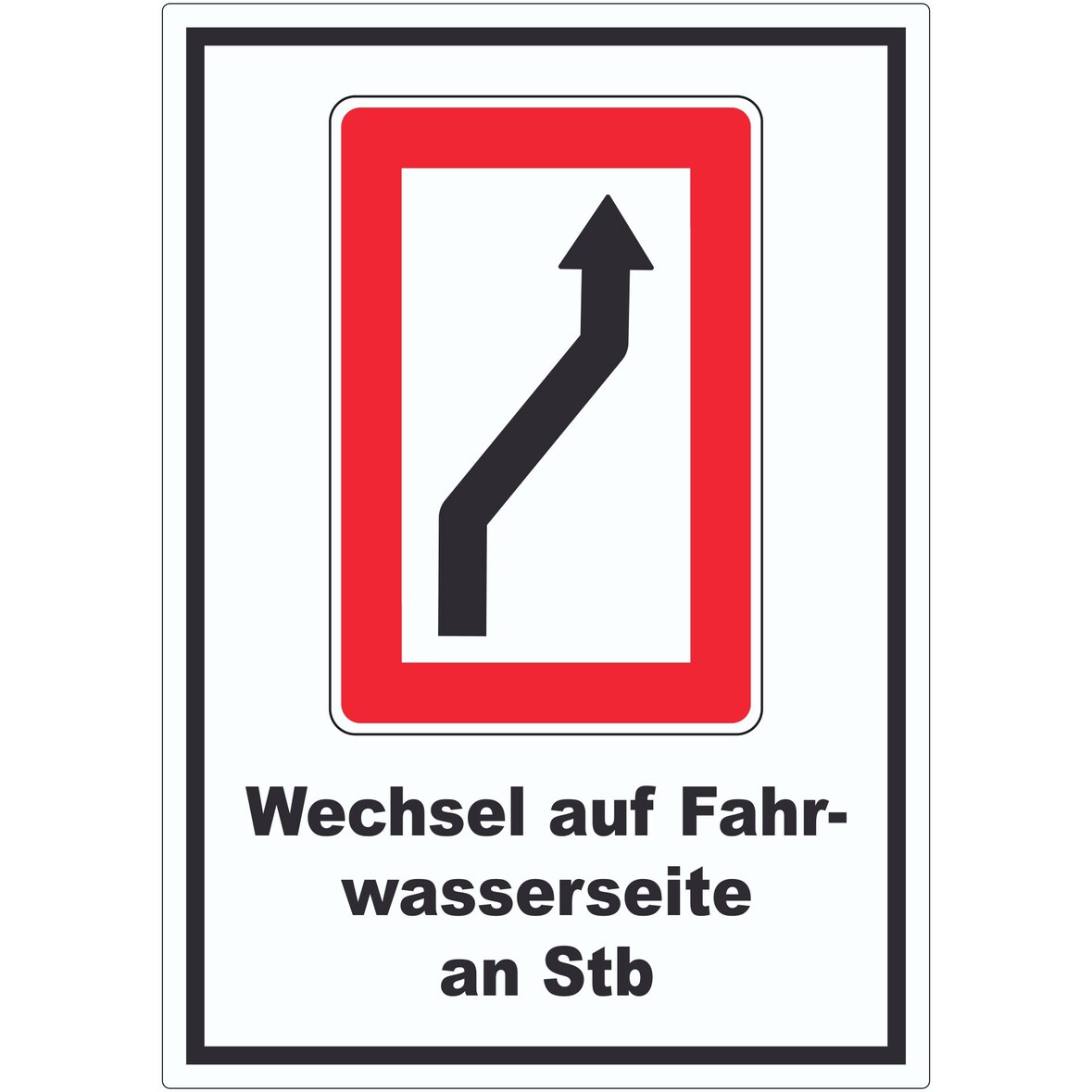 Wechsel auf die Fahrwasserseite Steuerbordseite Symbol und Text Aufkleber A9 (37x52mm)