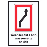 thumbnail of Wechsel auf die Fahrwasserseite Steuerbordseite Symbol und Text Aufkleber A9 (37x52mm)