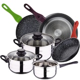 thumbnail of San Ignacio - Batería de cocina Toledo: 3 Ollas con Tapas y Juego de 3 sartenes 20/24/28cm en Acero inox/Aluminio forjado