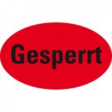 thumbnail of Aufkleber I Organisationsetikett Gesperrt, oval rot, Haftpapier, ablösbar, 50x30mm, 500/Rolle