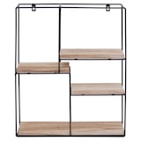 thumbnail of Estante de pared HWC-K76, estante colgante estante flotante, 4 estantes metal madera maciza industrial 51x40x11cm ~ natural