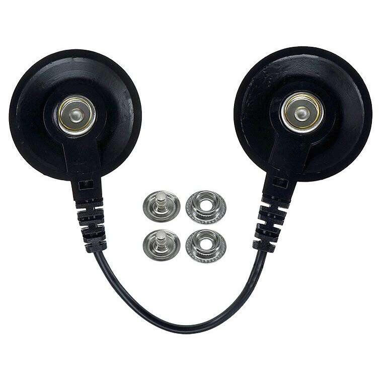 ESD-Erdungskabel, 2x 10 mm Druckknopf weiblich, schwarz, 0,15 m