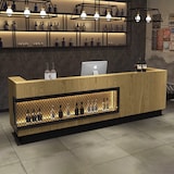 thumbnail of Bar Theke Großer Kassentisch Empfangstisch Kasse Empfangstheke Restaurant Theke Kassentisch mit Stauraum 180*60*100cm Holzfarben【HTSM 180】
