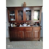 thumbnail of shopinnovativo -Cristalliera 8 ante 4 cassetti, in stile classico in legno e mdf con rifinitura in noce lucido 196x43x218 H