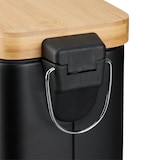 thumbnail of Relaxdays Mülleimer Bad, 5 Liter, entnehmbarer Inneneimer, Kosmetikeimer, Metall, Badmülleimer mit Bambusdeckel, schwarz