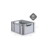 thumbnail of PROREGAL 10x Eurobox NextGen Grip mit Scharnierdeckel & grünen Verschlüssen | HxBxT 22x30x40cm | 20 Liter | Griffe offen | Glatter Boden