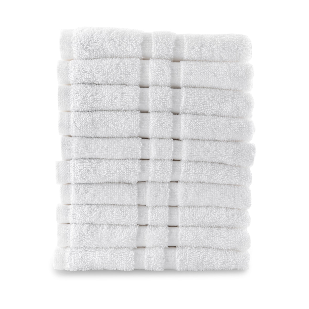 Bertsch Hotelwäsche 10er Set Gästetücher, 2-Streifen-Bordüre, 100% Baumwolle, ca. 450 g/gm, ca. 30/50 cm (weiß)