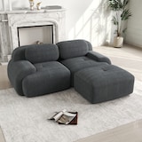 thumbnail of Merax Modulares Cord Sofa 2-Sitzer mit 1x Hocker, Cloud Sofa rahmenlos, bodennah mit tiefer Sitzfläche, weich & bequem, rutschfest, Grau