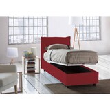 thumbnail of Dmora Dpal Einzelbett, Bettkasten mit Stoffbezug, 100 % Made in Italy, Öffnung vorne, geeignet für Matratzen 90 x 190 cm, Rot