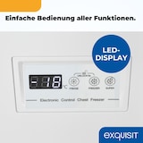 thumbnail of Exquisit Gefriertruhe, 246 Liter, Kombigerät, 2-in-1, Tiefkühltruhe, Kühlen, 4-Sterne-Gefrieren, Toplader, klein, GT250-HE-040D weiss