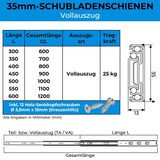 thumbnail of 2 Paar Schubladenschienen 35mm - Länge 400mm VOLLAUSZUG Teleskopschublade Schubladenauszug