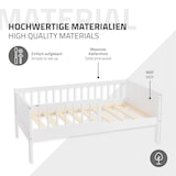 thumbnail of ML-Design Kinderbett 70x140 cm Weiß, Holzbett mit Lattenrost & Rausfallschutz, Jugendbett aus massivem Kiefernholz, Montessori Einzelbett Babybett