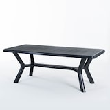 thumbnail of Ensemble repas de jardin composé de la table rectangulaire en résine Samuel, 6 chaises en résine monobloc empilables effet rotin Diana - Noir/Noir