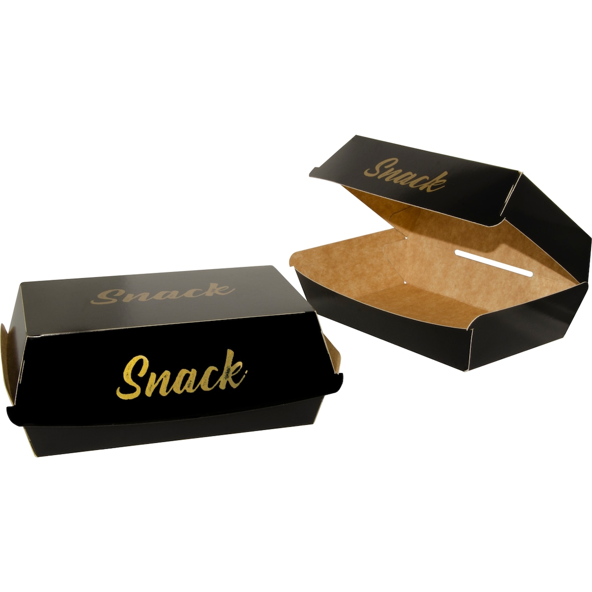 LEBHAR Boîte burger Snack kraft noir et or 7 x 17.5 x 12 cm x 50