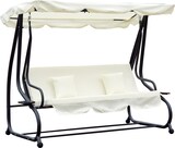 thumbnail of Outsunny Columpio Balancín Jardín Convertible en Cama Techo Ajustable Acero Beige