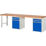 thumbnail of PROREGAL Werkbank Serie 7000 - Modell 7503 | HxBxT 84x300x70cm | 4x Schublade + 2x Flügeltür + 2x Fachboden | Schubladenmaße 4x90mm