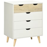 thumbnail of HOMCOM cómoda con 5 cajones y patas elevadas cajonera de armario para dormitorio salón estudio estilo moderno antivuelco 60x40x77,5cm natural y blanco