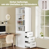 thumbnail of Merax Hochschrank 180 cm, Bücherregal, schlankes Sideboard für Bücher, Büro, Schlafzimmer und Wohnzimmer, integrierten Schubladen, Weiß