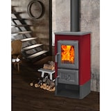 thumbnail of Stufa riscaldamento a legna con struttura in acciaio e ripiano in ghisa 7 kw -  Red