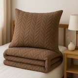 thumbnail of Bettwäsche 155x220 cm Braun Winter Plüsch Damast Premium Cashmere Touch geprägtes Design Blumen mit Reißverschluss extra warm flauschig