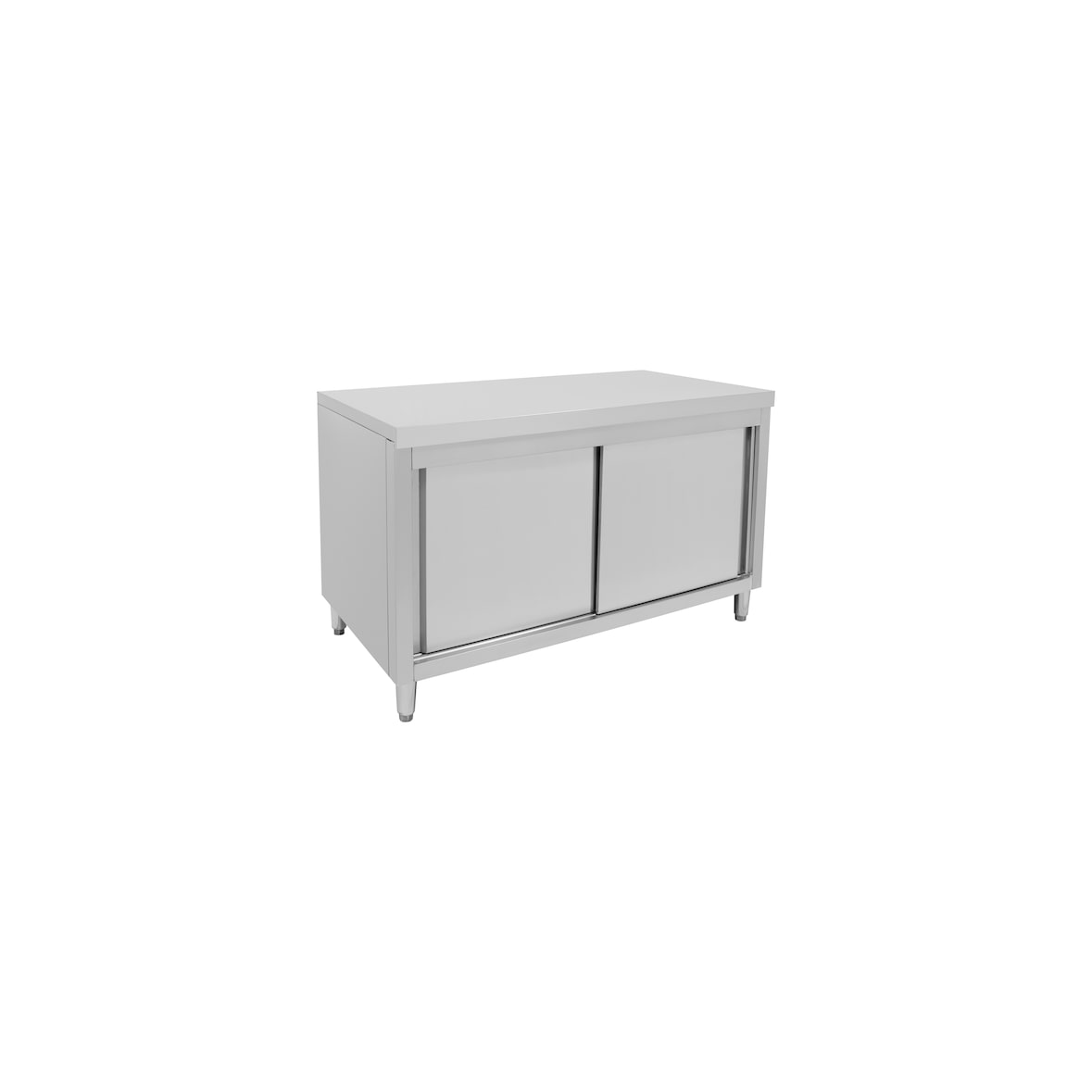METRO Professional Mesa-Armario de trabajo para restauración GSCB1140, acero inoxidable, 140 x 70 x 85 cm, con puerta corredera, plata
