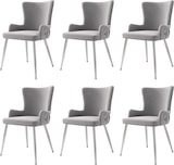 thumbnail of Esszimmerstuhl 6er Set Samt Grau+Silber 85x47x49 cm mit Metallbeinen modern komfortabel für Esszimmer Wohnzimmer Lounge, belastbar bis 150 kg