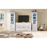 thumbnail of Wohnzimmer Set Combo Zwei Moderne LED Vitrinen 178x50x35 cm und ein Modernes Weißes Esszimmer Sideboard 160x37x75 cm mit Dekoration