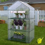 thumbnail of Serra A 3 Ripiani Da Giardino Per Orto Telaio In Acciaio Verniciato Telo In PVC Trasparente Porta Avvolgibile Apertura A Cerniera 69x49x125 Cm