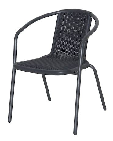 aro Fauteuil de terrasse empilable, acier/plastique, aspect rotin, gris foncé