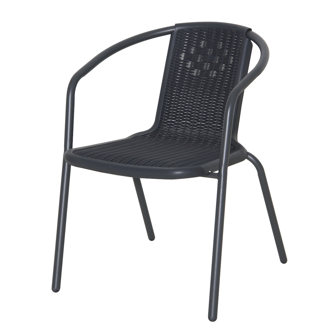 aro Fauteuil de terrasse empilable, acier/plastique, aspect rotin, gris foncé