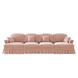 thumbnail of 4-Sitzer Sofa Rosa 83x350x93 cm Chenille im Mid-Century-Stil mit abnehmbarem Rüschenfaltenrock – Modular & flexibel