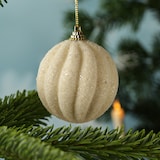 thumbnail of Christbaumkugeln Weihnachtskugeln bruchfest 2 Designs 8cm creme 12St.