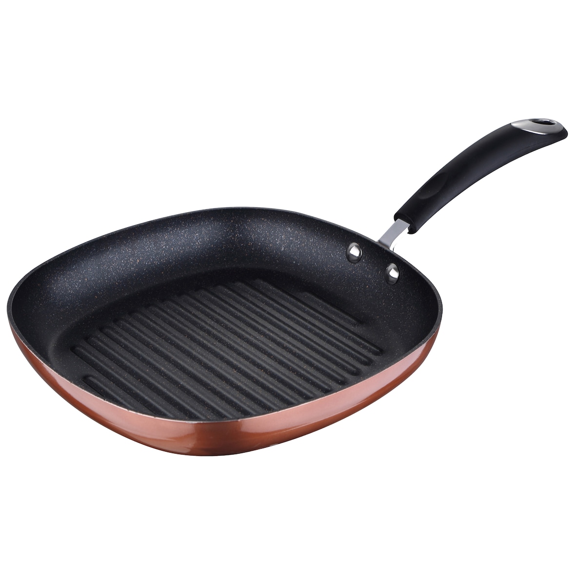 San Ignacio - Grill-/Grillpfanne aus gepresstem Aluminium (28 x 28 x 4,5 cm) (metallische Kupferfarbe, silikonbeschichteter Griff, Induktion)