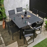 thumbnail of Table de jardin carrée extensible en aluminium noir