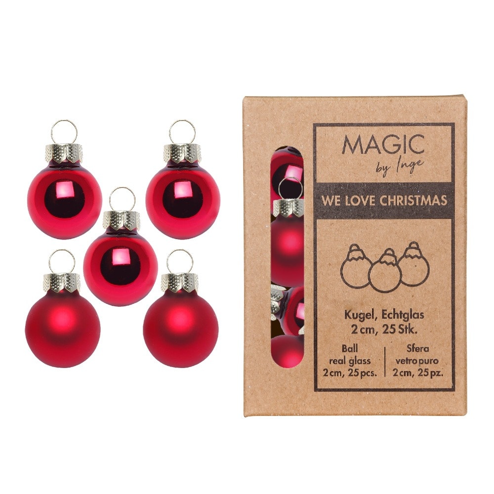 25 Weihnachtskugeln 2cm Glas Christbaumkugeln Weihnachtsbaumkugeln weinrot