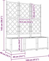 thumbnail of vidaXL Gartenpflanzer mit Gitter 3 pcs Schwarz 120 x 40 x 143 cm PP