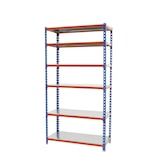 thumbnail of SimonRack Metallregal, 2500x800x300 mm, 6 Ebenen, Metallboden, 180 kg Biegepunkt, Blau/Orange/Verzinkt - Simonclick
