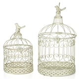 thumbnail of Moritz Deko-Vogelkäfig weiß rund 2er Set verziert mit für Blumen Kerzen u.m.