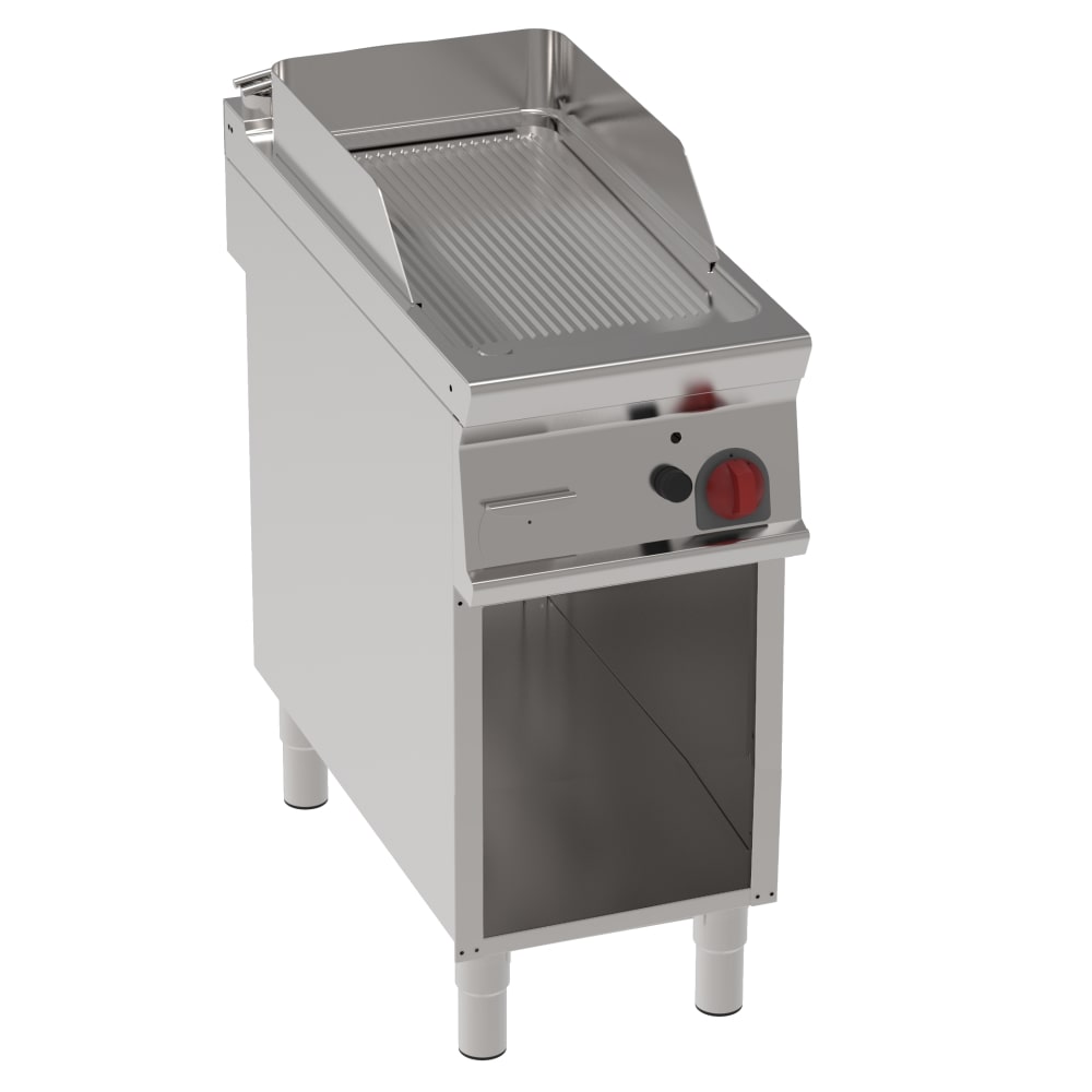 EURAST - Platte-frytop fe 15 mm gas geriffelt auf offenem untergestell - 400x900x900 mm - 8 Kw - 36540313