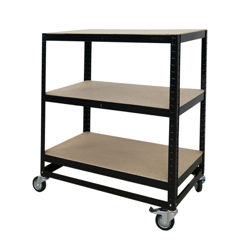 PROREGAL Kommissionierwagen BÜFFEL Fahrbares Kommissionierregal 100x90x50cm 3 Ebenen Fachlast 50kg 4 Lenkrollen, davon 2 mit Feststellbremse