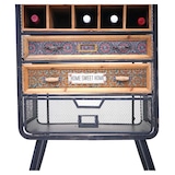 thumbnail of Wijnrek HWC-C91, flessenrek barkast wijnrek voor 10 flessen, dennenhout vintage 157x57x38cm