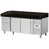 thumbnail of Skyrainbow Pizza Kühltisch, Granit Star Galaxy schwarz, 2 Türen 7 ungek. Schubladen, 203x80