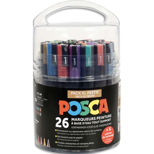 Set de 26 marqueurs à à pigments Pack Educatif Festif, couleurs assorties + 30 masques à décorer